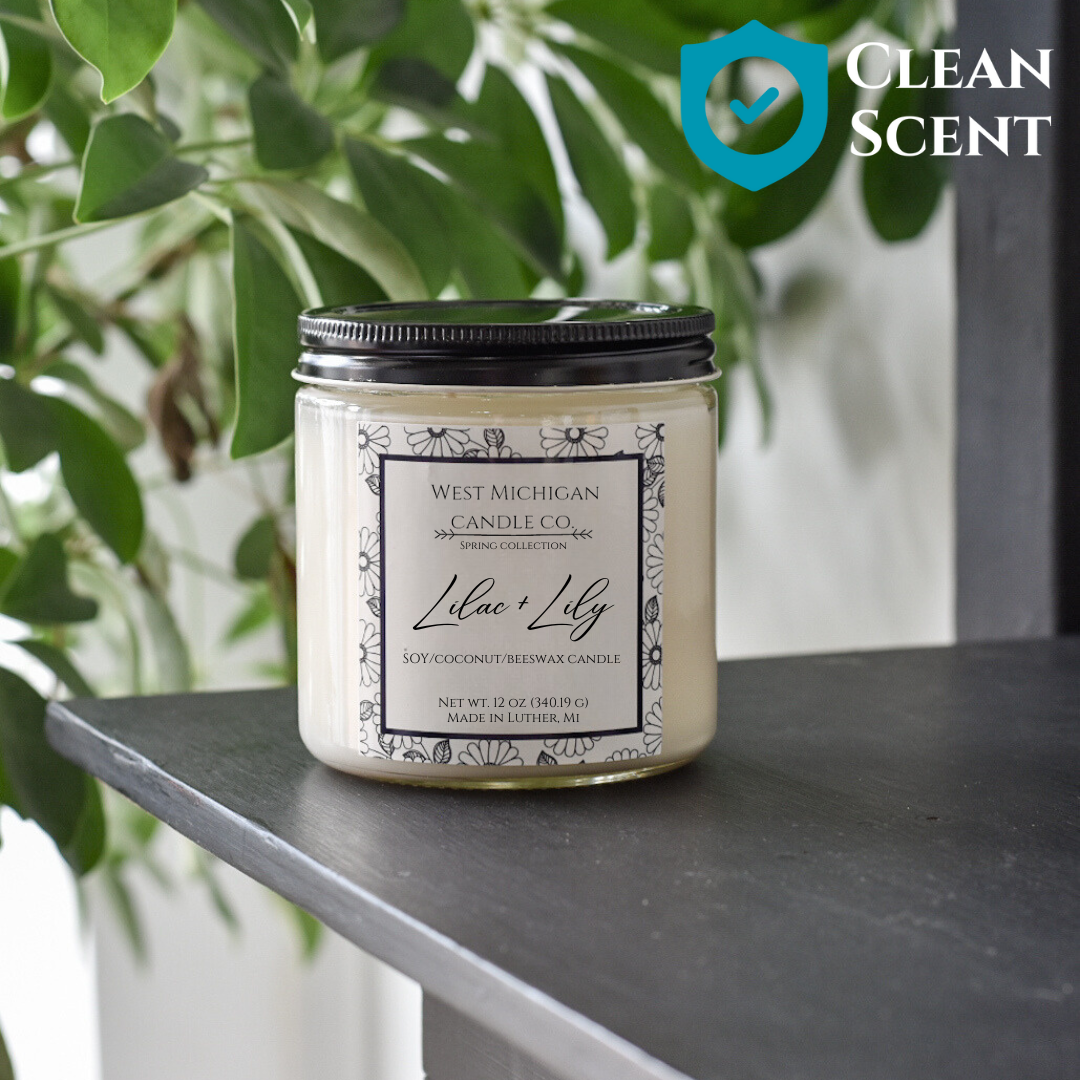 Lilac + Lily Soy Wax Blend Scented Candle | Floral Candle | Spring Candle | Non-toxic | Handmade