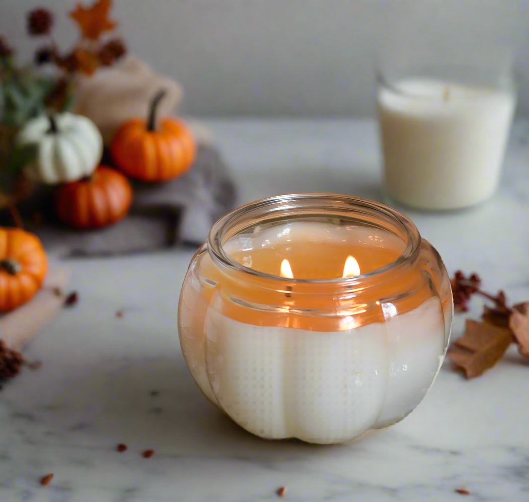 14 oz Glass Pumpkin Fall Scented Container Candle