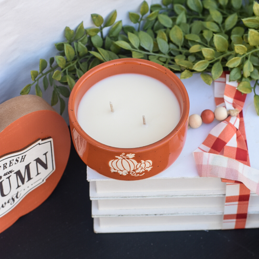 Orange Pumpkin Ceramic Fall Soy Blend Candle