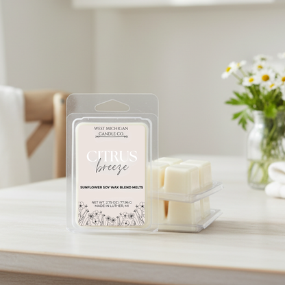 Citrus Breeze Wax Melts - Natural Soy & Sunflower Wax Blend | Non-toxic, Spring Scent