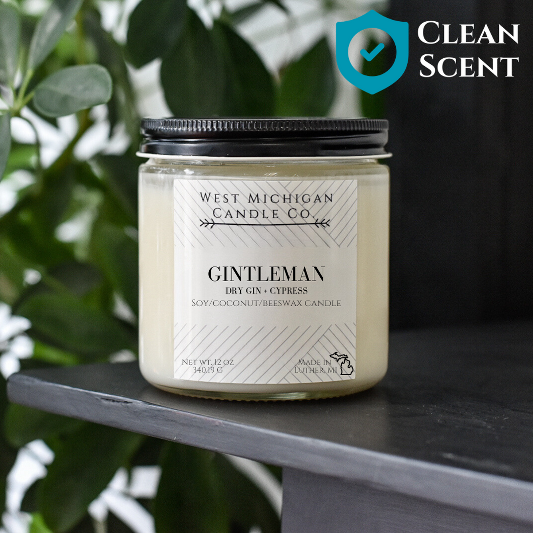 Gintleman Gin + Cypress Soy Wax Blend Scented Candle | Woodsy Candle | Candles for Men | Non-Toxic| Handmade