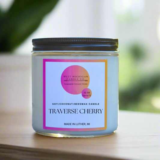 Traverse Cherry Soy Wax Blend Scented Candle | Summer Candle | Non-Toxic | Handmade