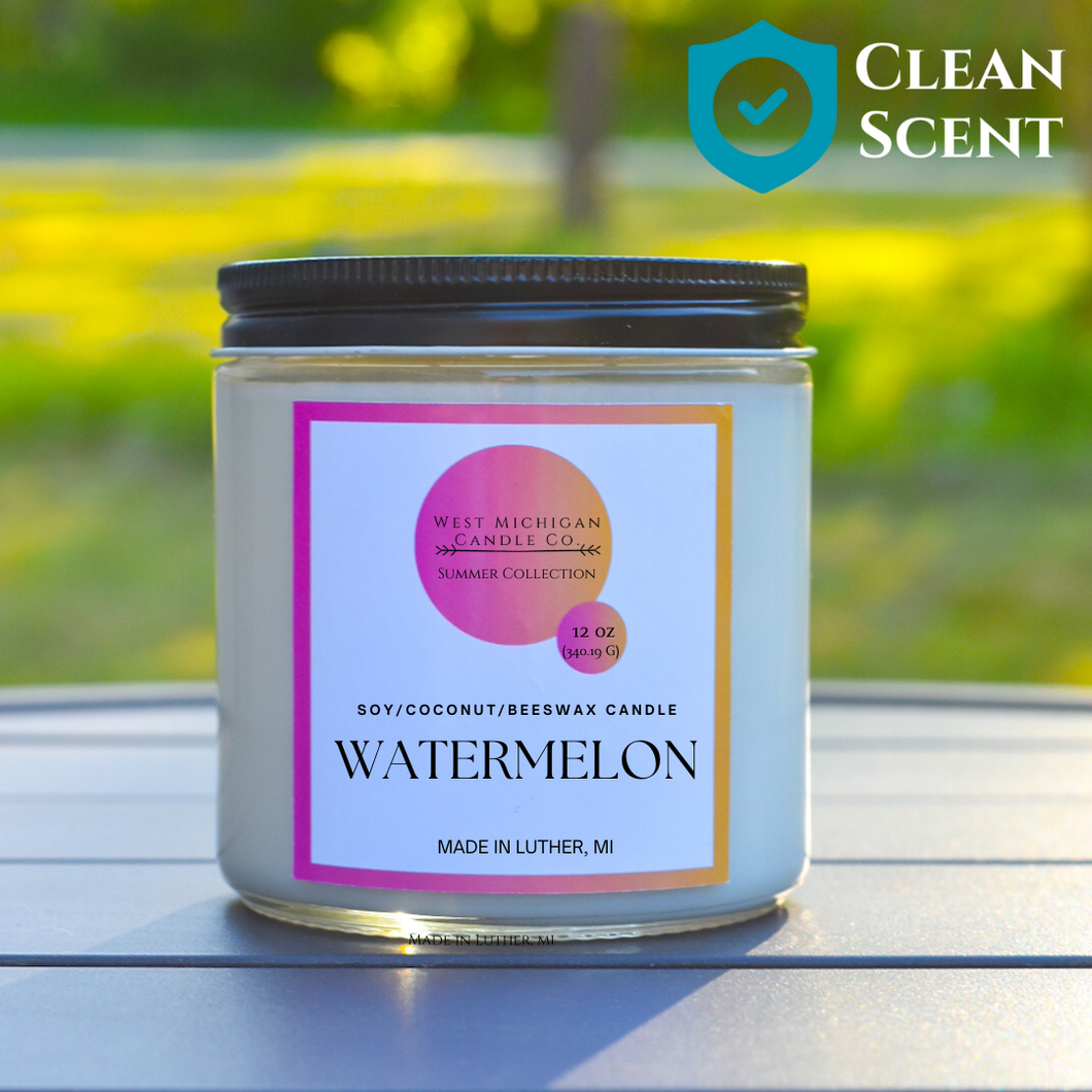 Watermelon Soy Wax Blend Scented Candle | Summer Candle | Non-toxic | Handmade