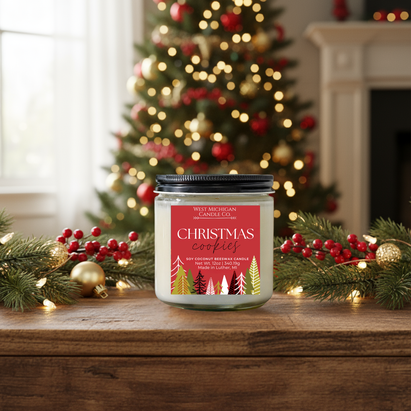 Christmas Cookies Candle - Clean Scent, Natural Soy Coconut Beeswax Wax Blend | Holiday Gift (12 0z)