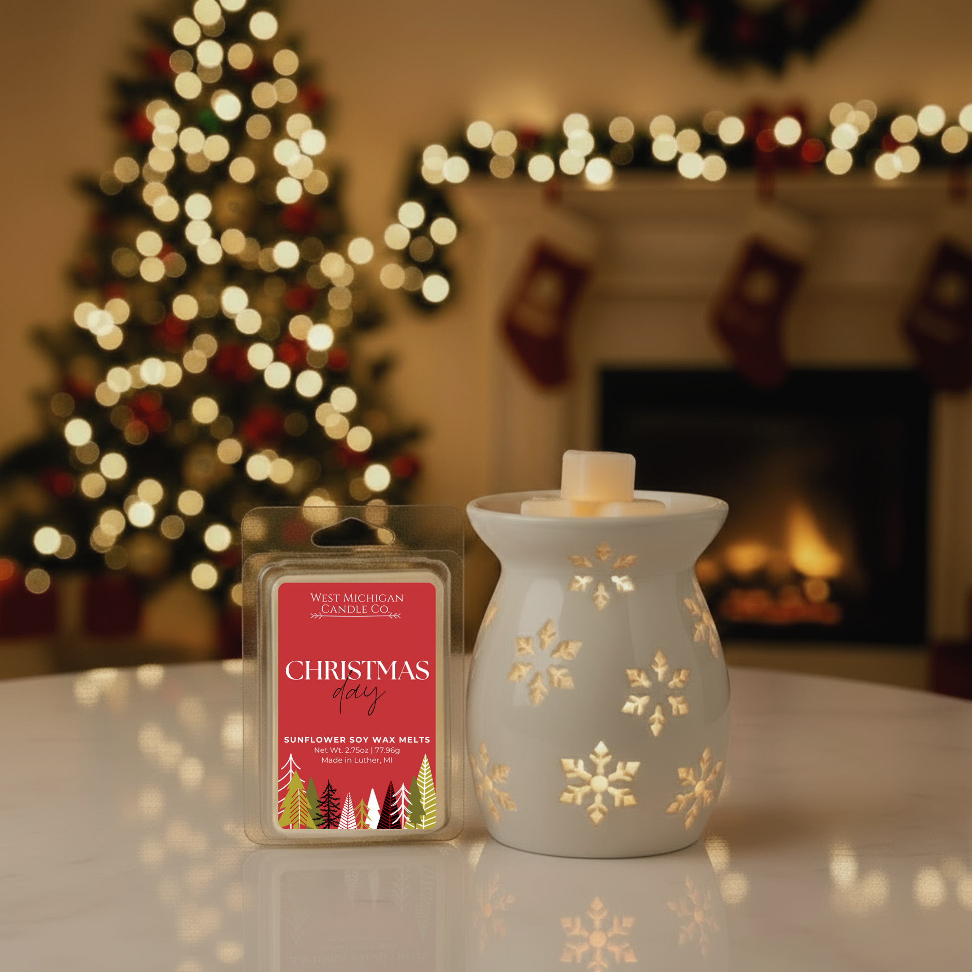 Christmas Day non-toxic soy and sunflower wax melts hand-poured for a festive holiday scent