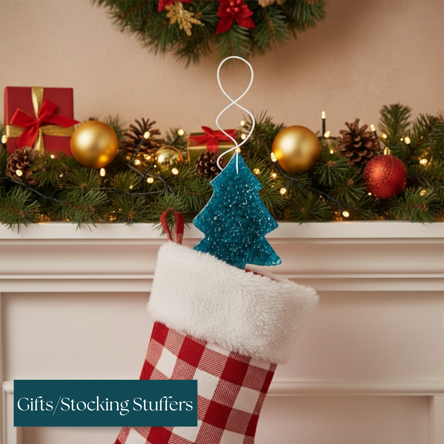 Blue christmas tree aroma bead air freshener with clean fragrance - perfect holiday stuffer or gift