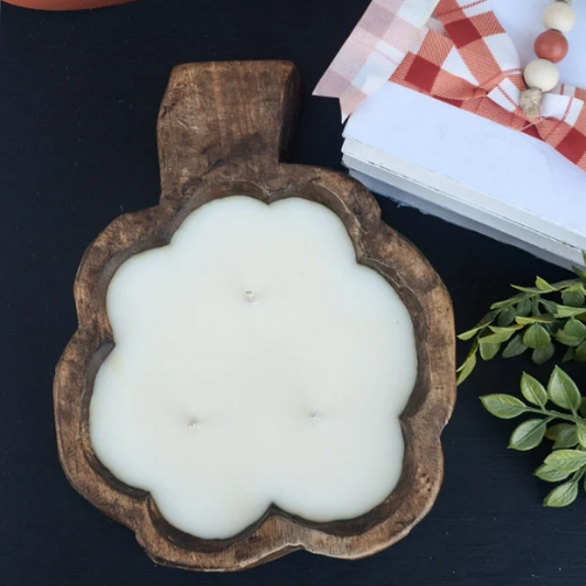 Brown Pumpkin-Shaped Fall Dough Bowl Candle