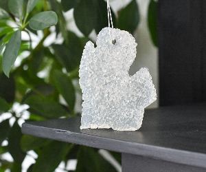 Spa Day Air Freshener for car, closet, gym bag, purse, locker, and more. Color: White, Shape: Lower Michigan (Mitten).