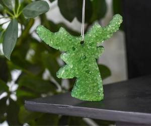 Superior Sage Air Freshener for car, closet, gym bag, purse, locker, and more. Color: Light Green, Shape: Deer.