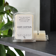 Load image into Gallery viewer, Cozy Cotton Soy Wax Blend Scented Wax Melts | Strong Wax Tart Melts | Long Lasting Wax Melts | Wax Cubes for Warmer | Gift Ideas