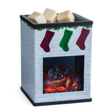 Load image into Gallery viewer, Fireplace Christmas Illumination Wax Warmer - Spruce up your home with our fireplace wax warmer. Wax warmers are a great flame-free alternative to candles. Plug it in and place a few wax melt cubes into the warmer then turn the warmer on. Once the plate starts to heat up, the wax cubes will begin to melt and release the fragrance throughout your home. 